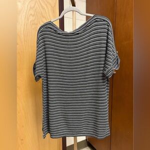 Talbots Black and White Striped Short Sleeve Top Size XL